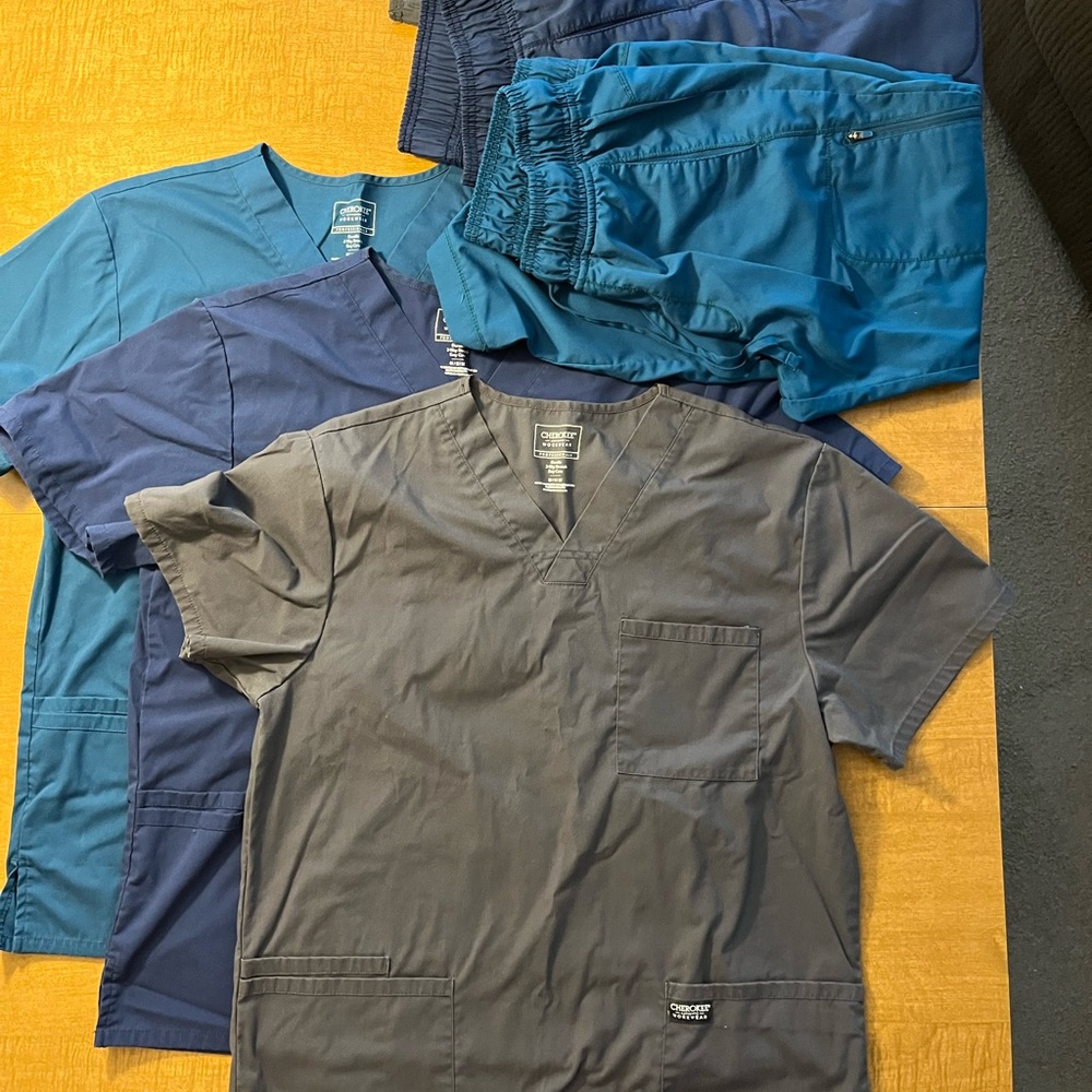 Cherokee Gray and Blue Men's Scrub Shirts